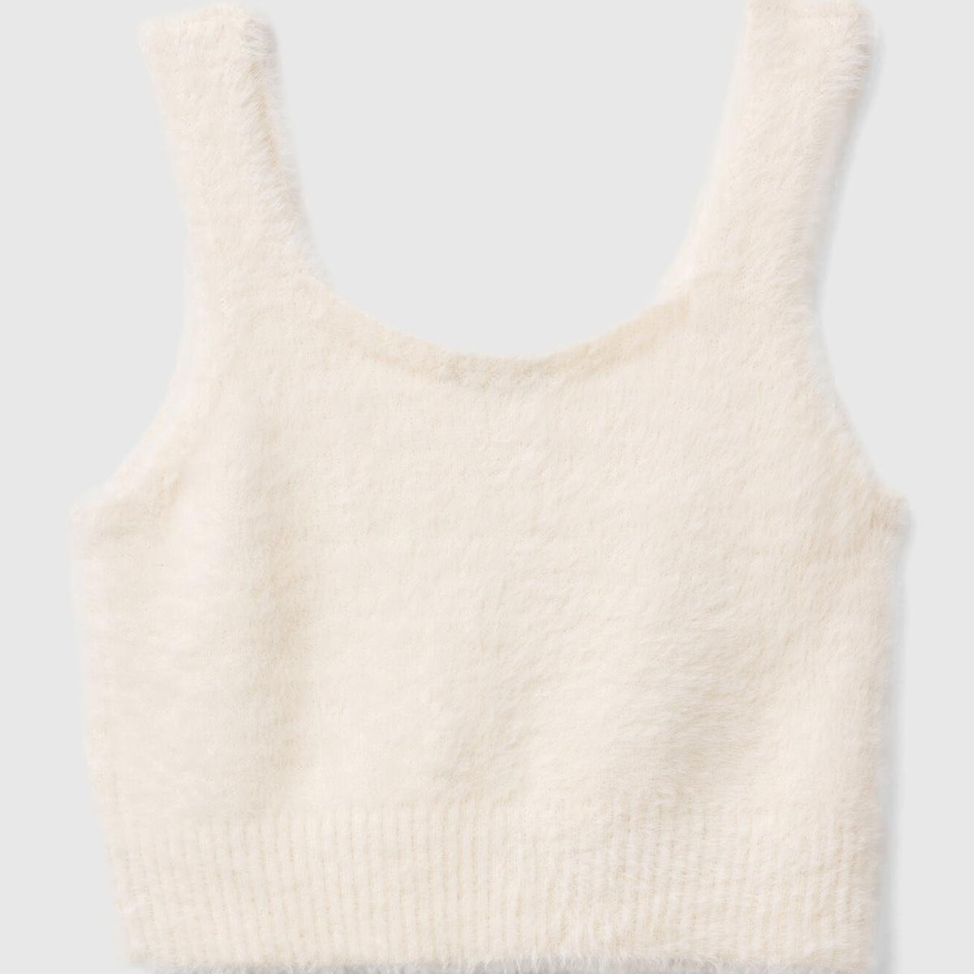 Kız Çocuk Ekru Kalın Askılı Etek Ucu Ribanalı Kolsuz Üst