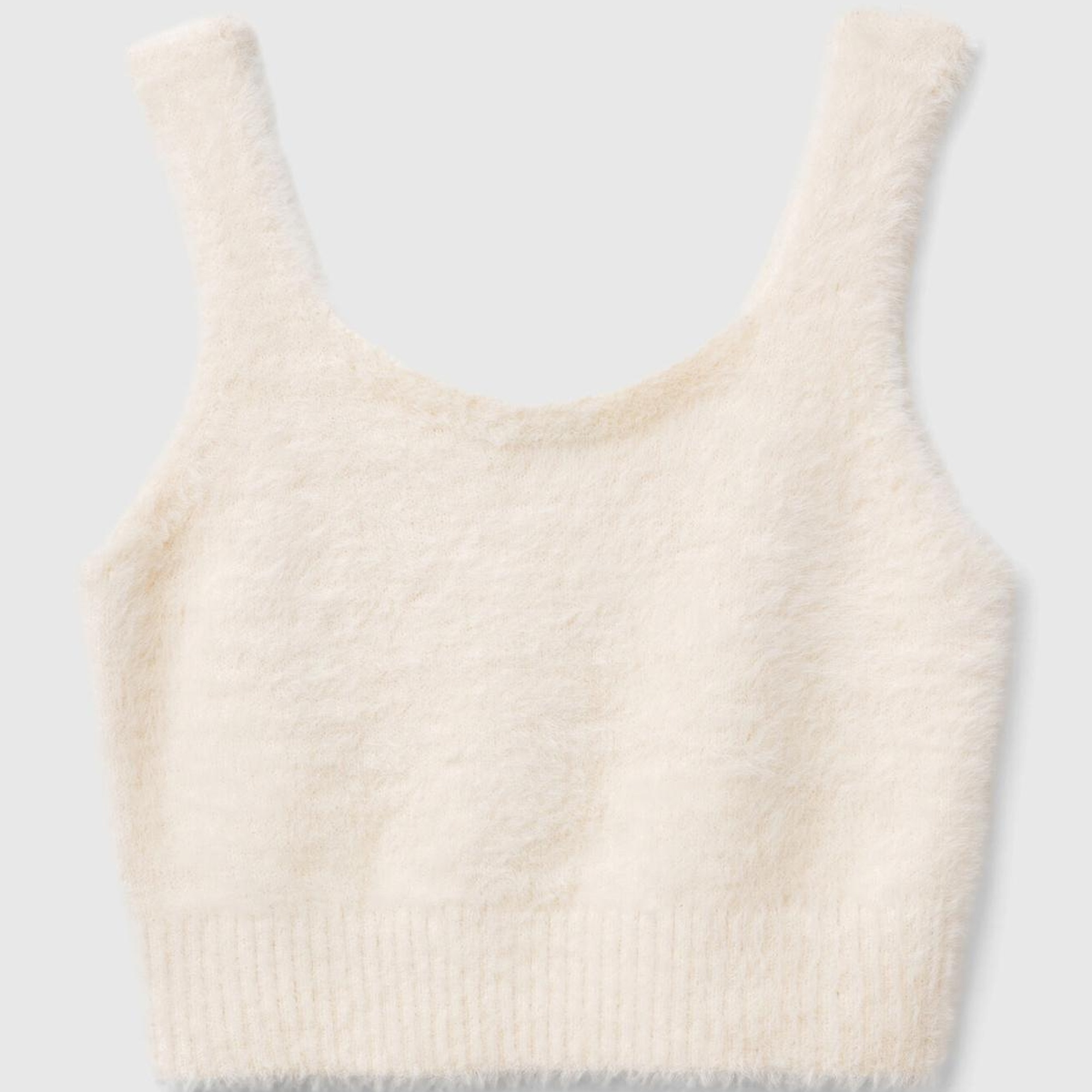 Kız Çocuk Ekru Kalın Askılı Etek Ucu Ribanalı Kolsuz Üst