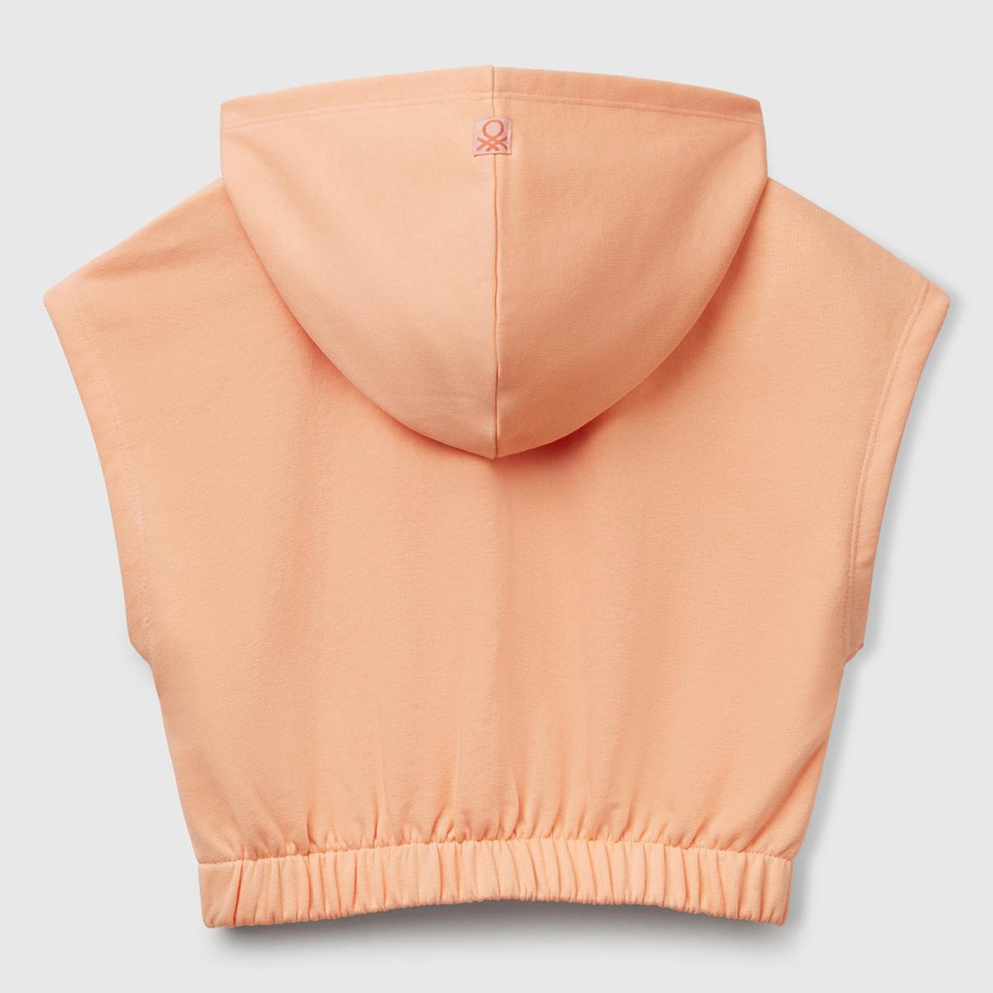 Kız Çocuk Yavruağzı Önü Aplikeli Nakış Detaylı Kolsuz Kapüşonlu Sweatshirt