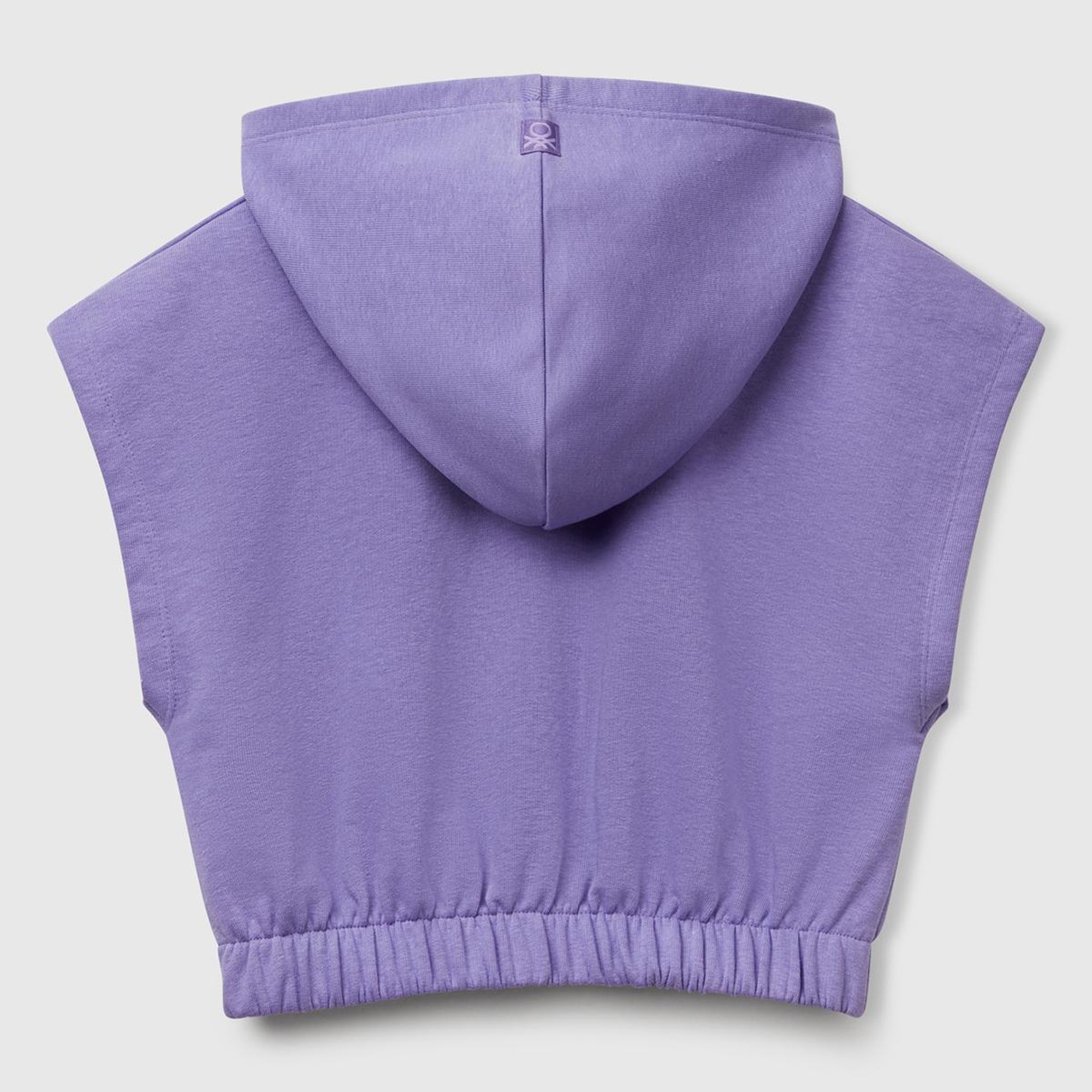 Kız Çocuk Mor Önü Aplikeli Nakış Detaylı Kolsuz Kapüşonlu Sweatshirt