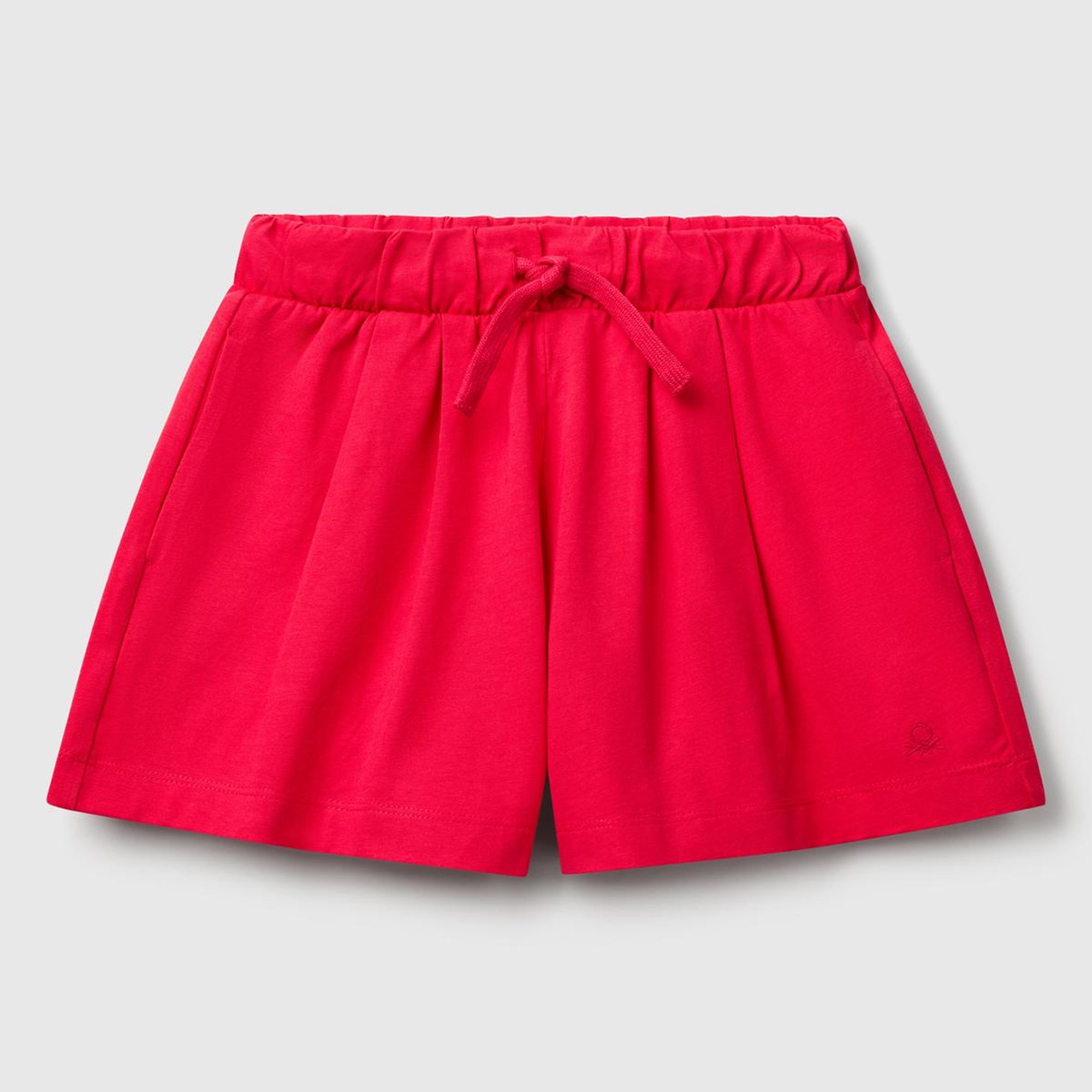Kız Çocuk Fuşya Logo İşlemeli Beli İpli Şort