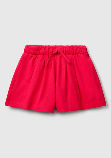 Kız Çocuk Fuşya Logo İşlemeli Beli İpli Şort