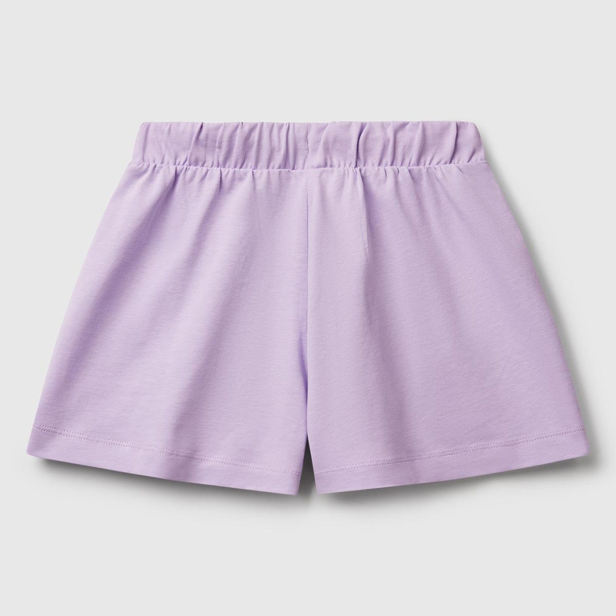 Kız Çocuk Lila Logo İşlemeli Beli İpli Şort