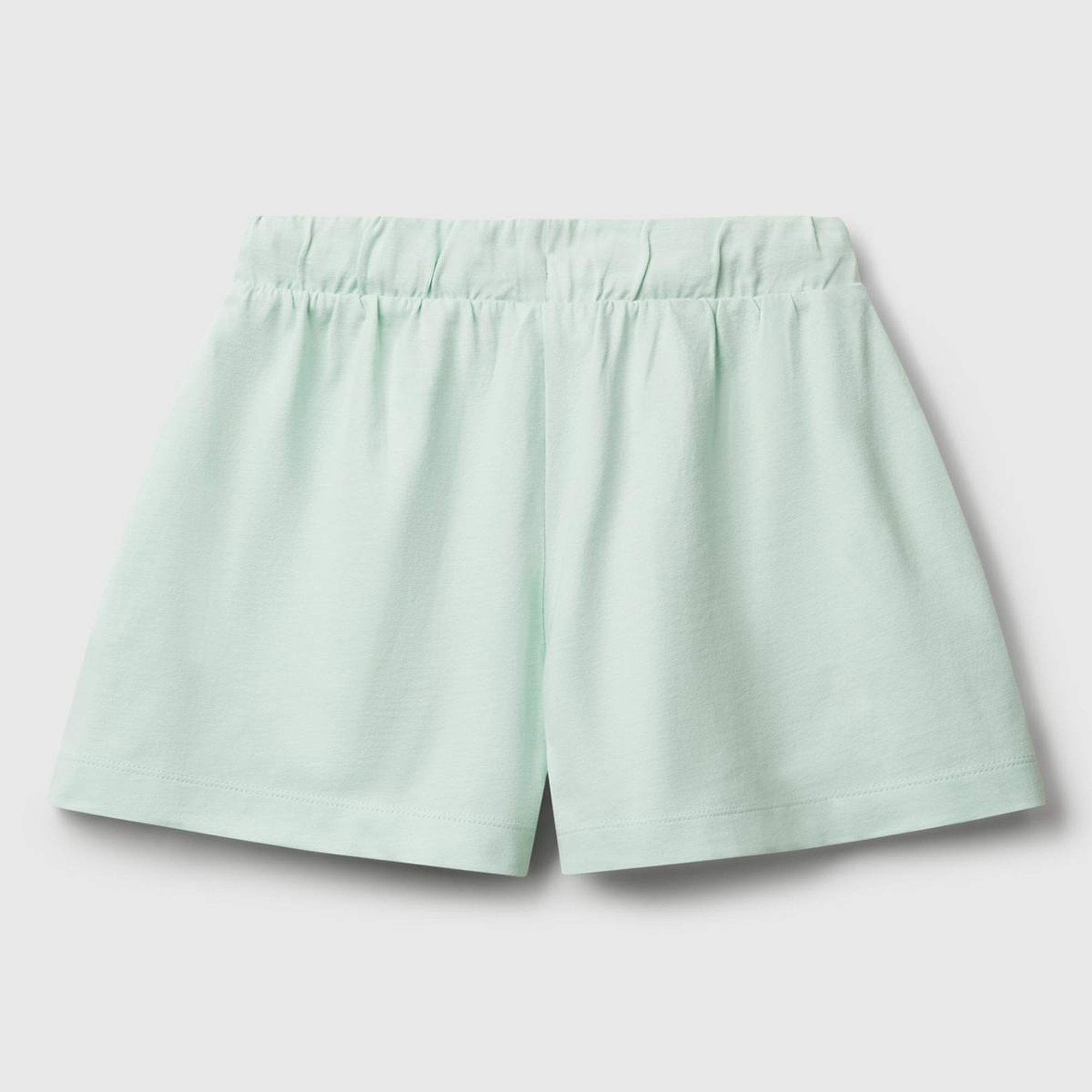 Kız Çocuk Su Yeşili Logo İşlemeli Beli İpli Şort