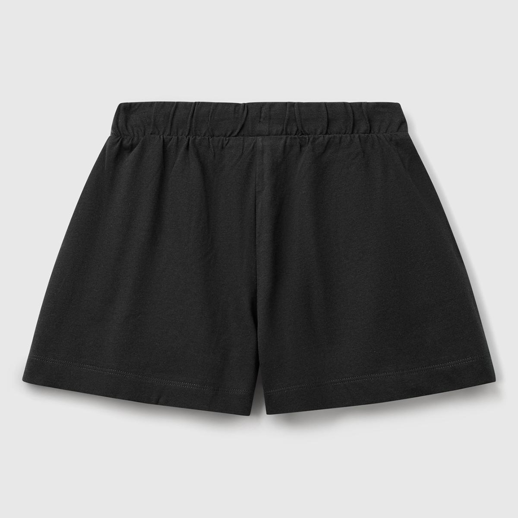 Kız Çocuk Siyah Logo İşlemeli Beli İpli Şort