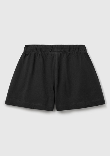  Kız Çocuk Siyah Logo İşlemeli Beli İpli Şort