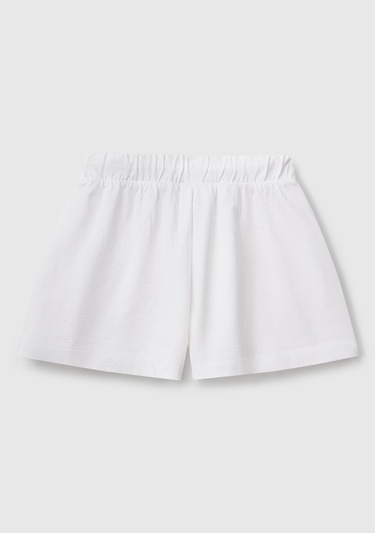  Kız Çocuk Beyaz Logo İşlemeli Beli İpli Şort