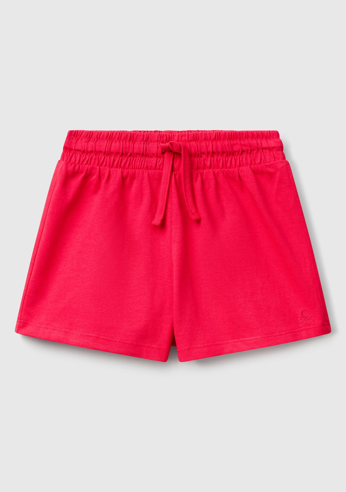  Kız Çocuk Fuşya Logo İşlemeli Beli İpli Şort