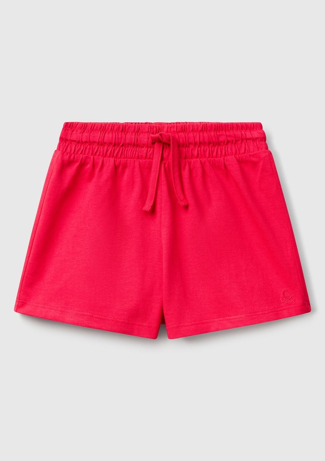  Kız Çocuk Fuşya Logo İşlemeli Beli İpli Şort