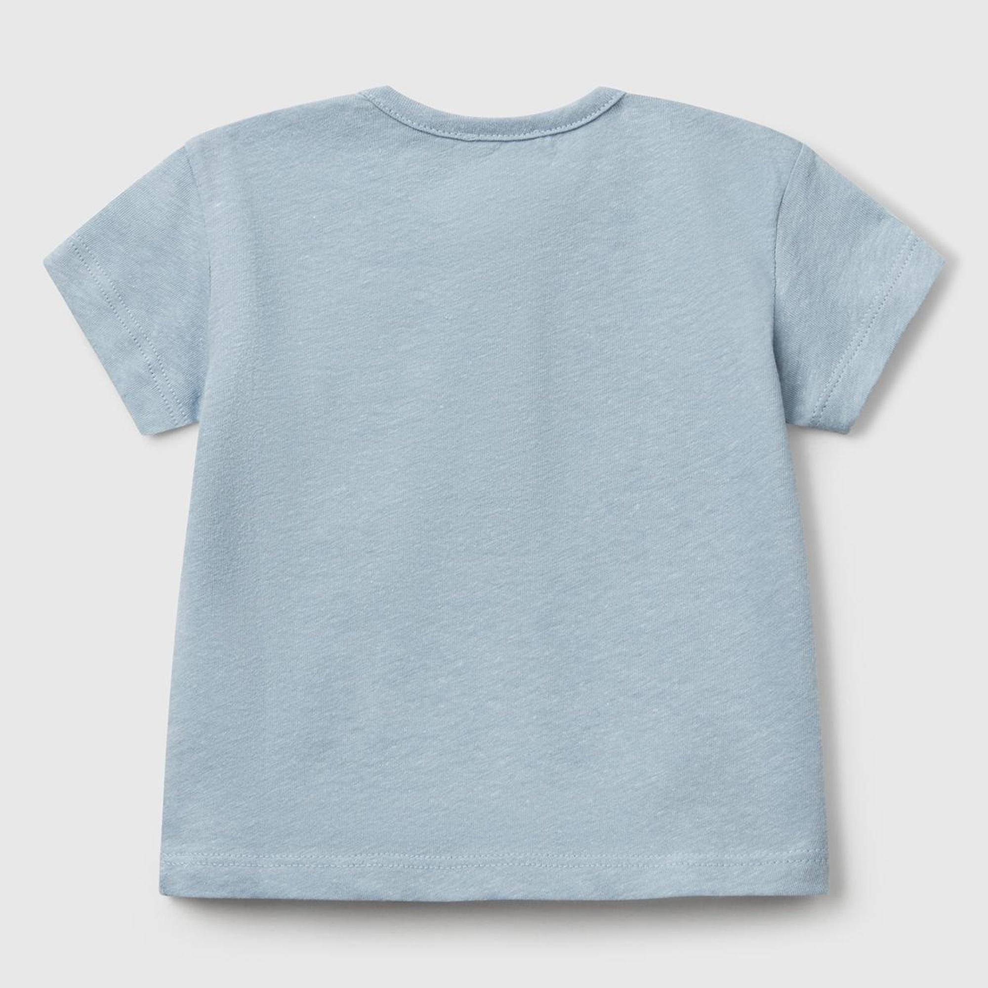 Bebek Mavi Önü Detaylı Logolu Tek Cepli Bisiklet Yaka T-Shirt