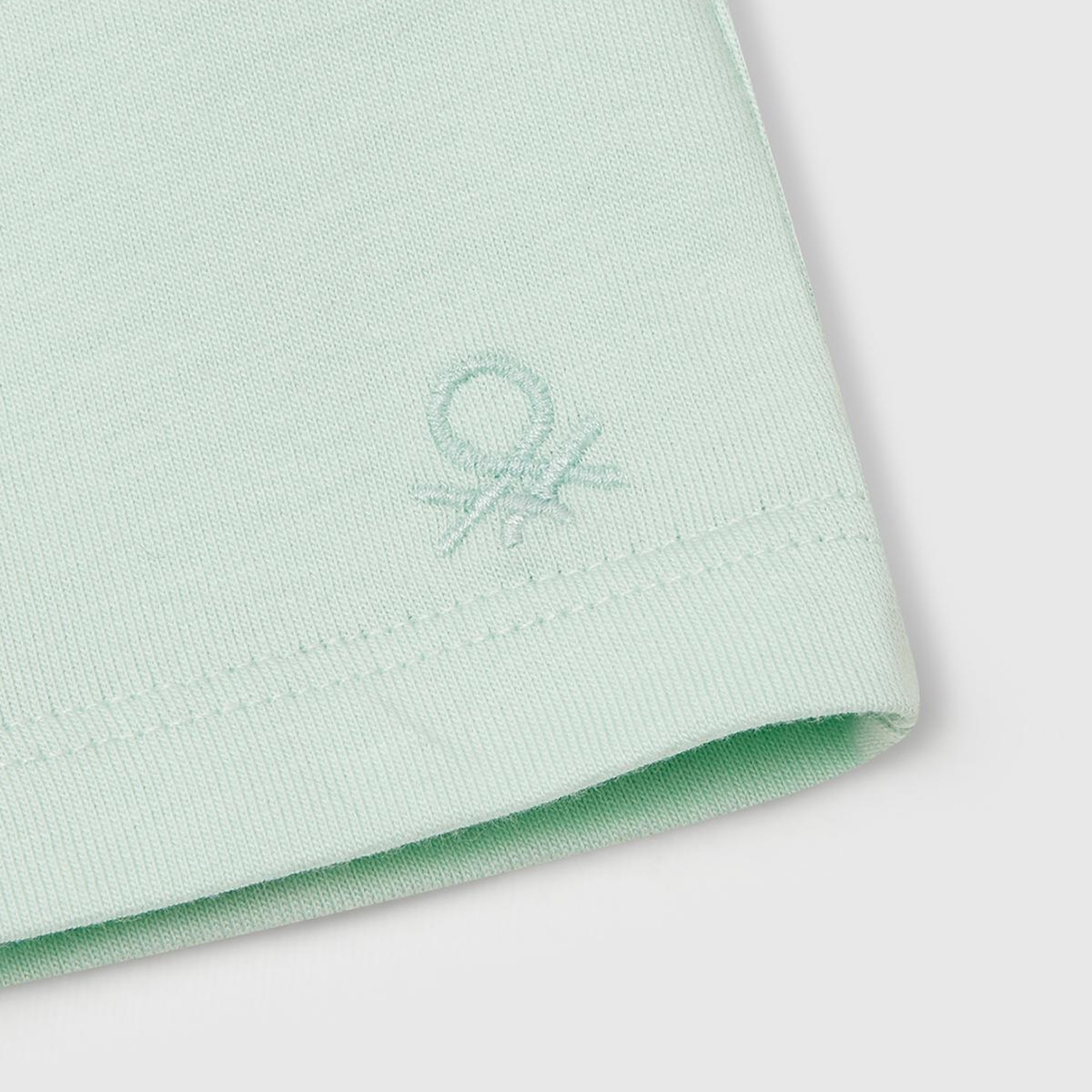 Kız Çocuk Su Yeşili Logo İşlemeli Beli İpli Şort