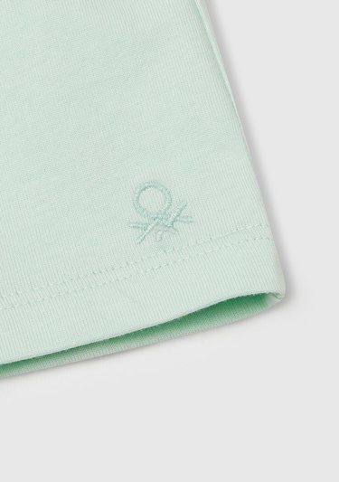  Kız Çocuk Su Yeşili Logo İşlemeli Beli İpli Şort