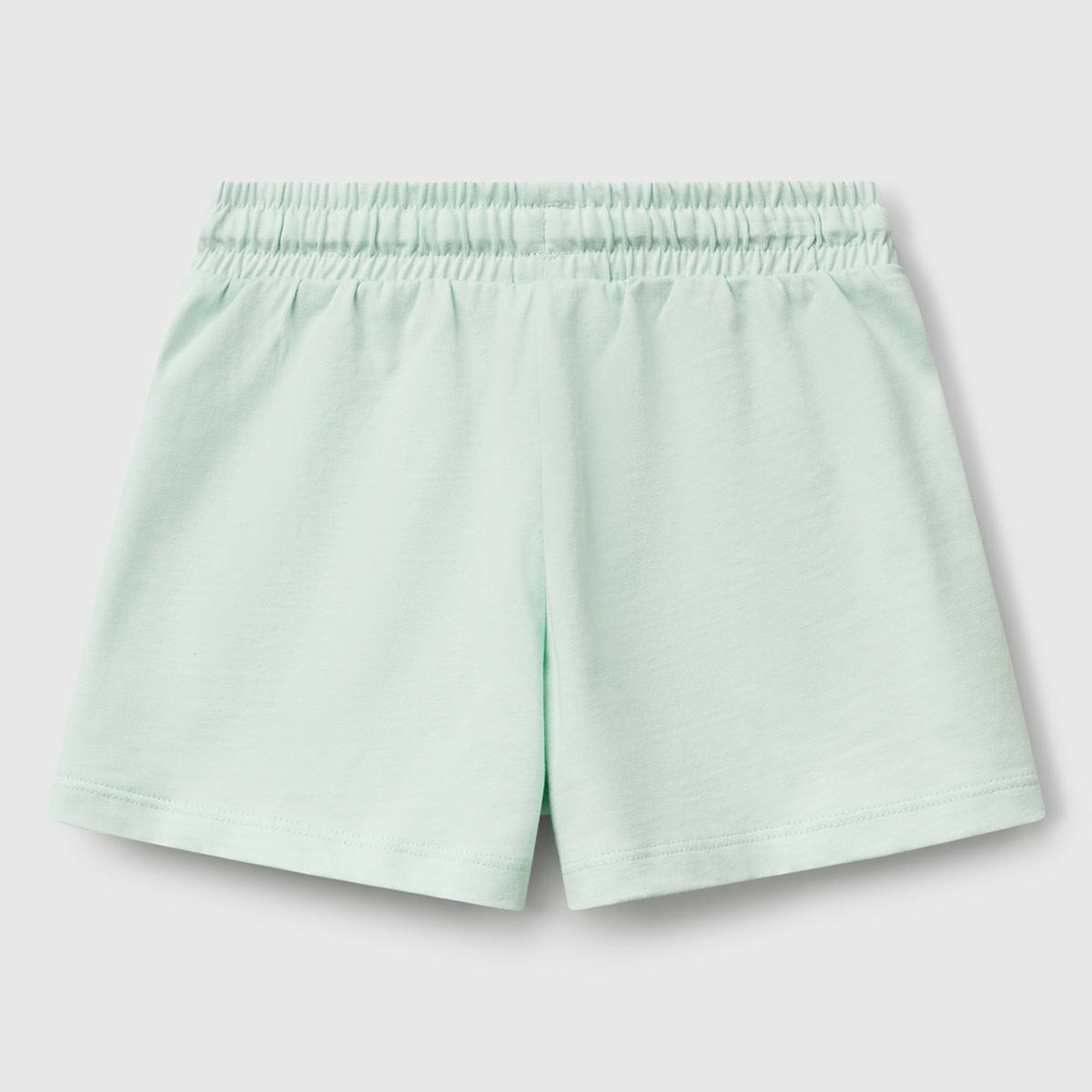 Kız Çocuk Su Yeşili Logo İşlemeli Beli İpli Şort