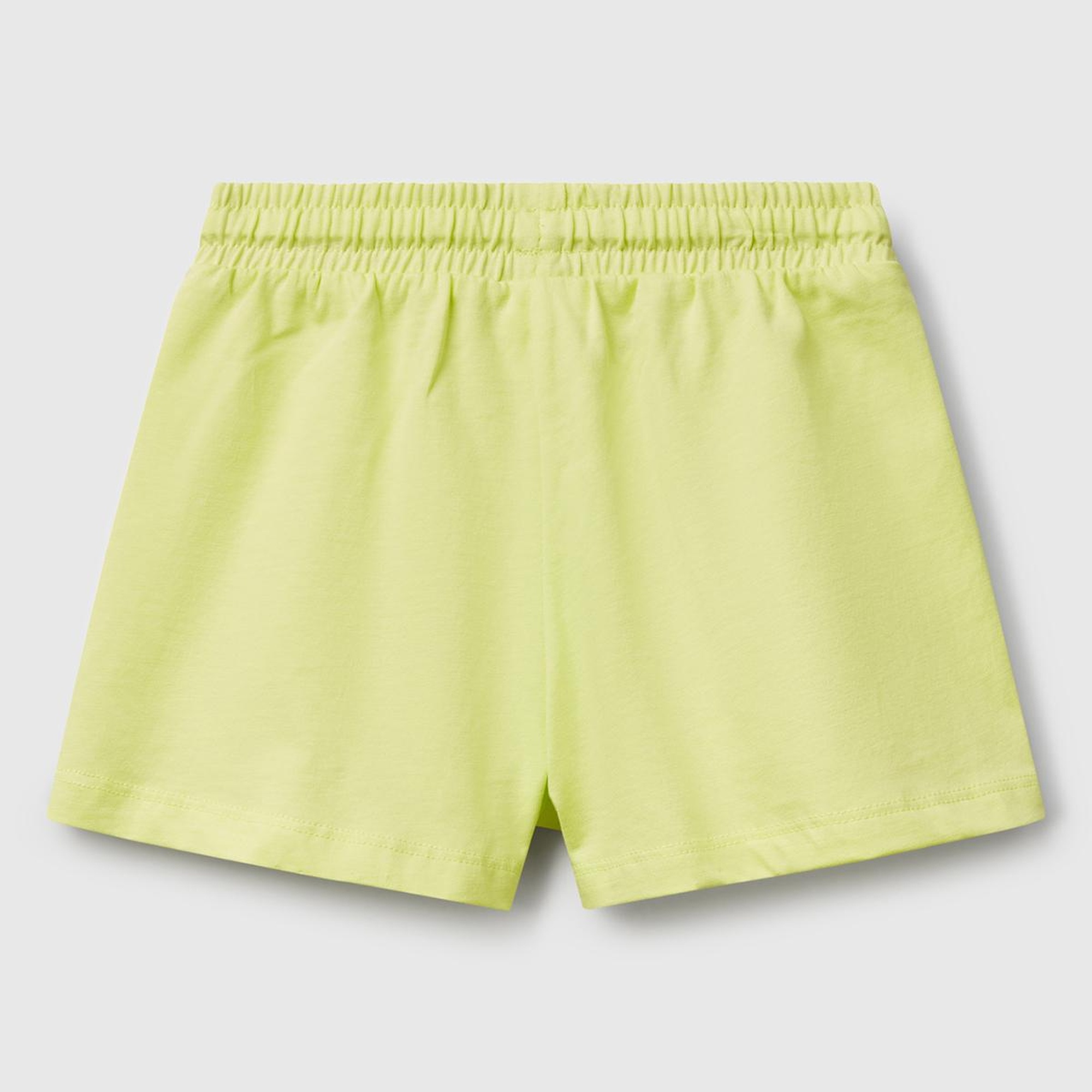 Kız Çocuk Sarı Logo İşlemeli Beli İpli Şort