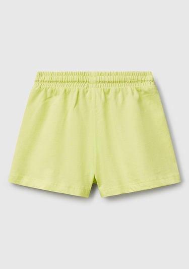  Kız Çocuk Sarı Logo İşlemeli Beli İpli Şort