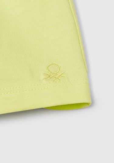  Kız Çocuk Sarı Logo İşlemeli Beli İpli Şort