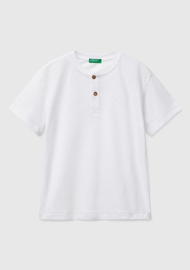  Erkek Çocuk Beyaz Logo İşlemeli Hakim Yaka T-Shirt