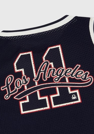  Erkek Çocuk Lacivert Baskılı File Efekti Detaylı Basketbol Atleti