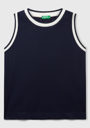  Erkek Çocuk Lacivert Baskılı File Efekti Detaylı Basketbol Atleti