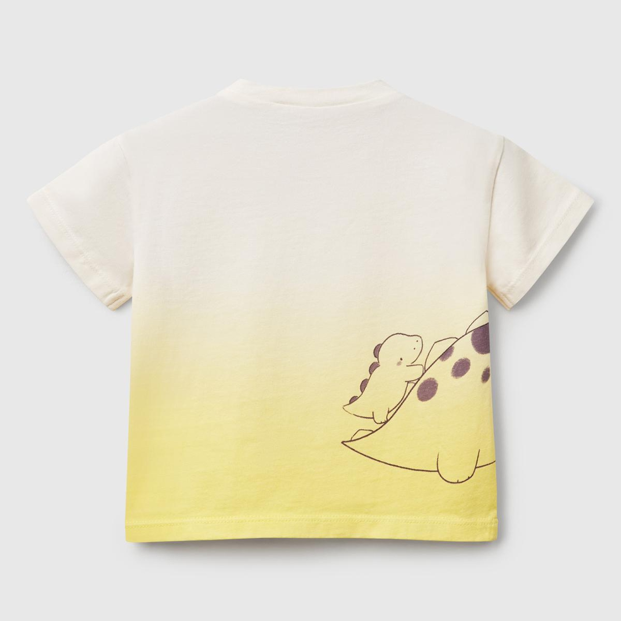 Bebek Sarı Renk Geçişli Boya Baskılı Bisiklet Yaka T-Shirt