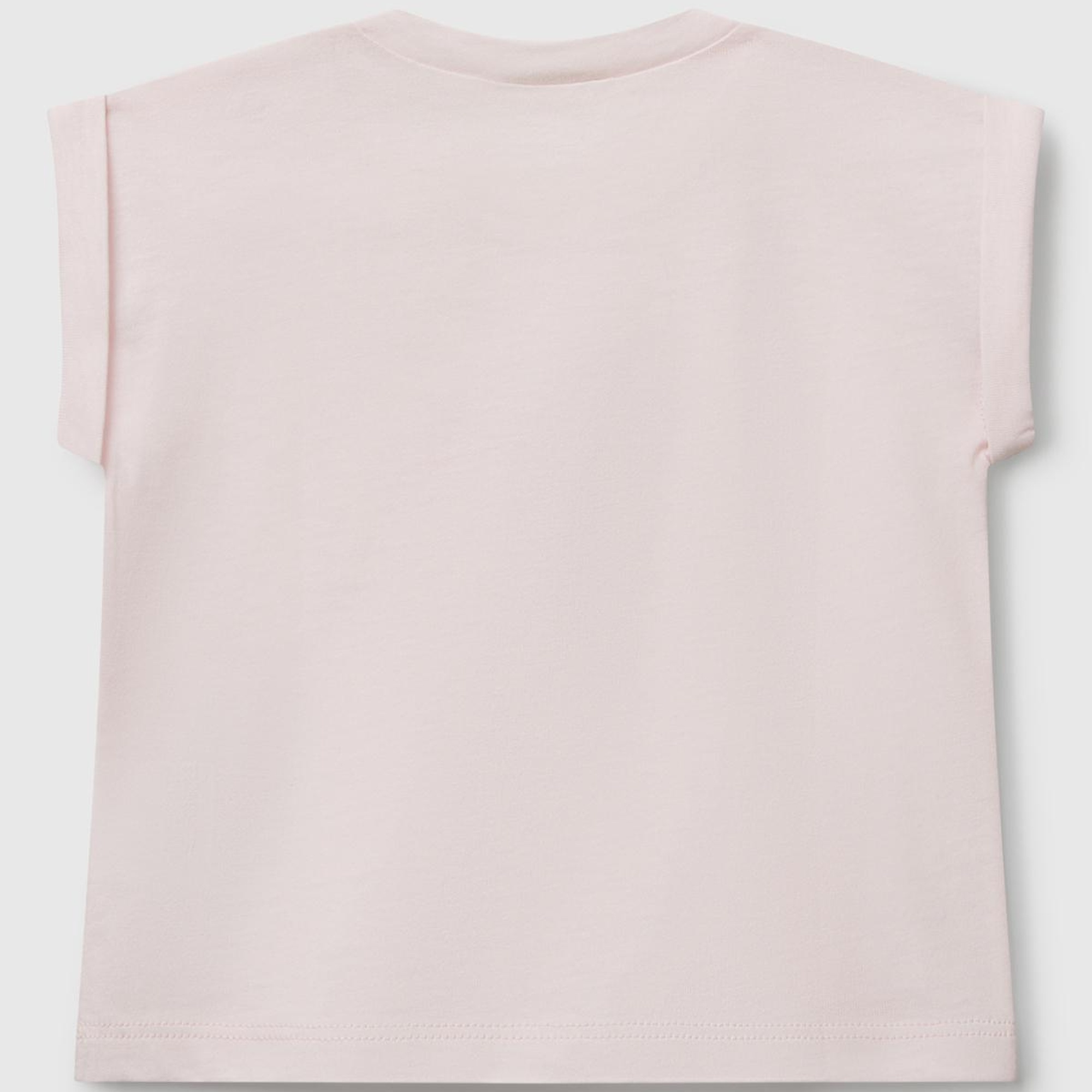 Bebek Toz Pembe Önü Baskılı Manşetli T-Shirt