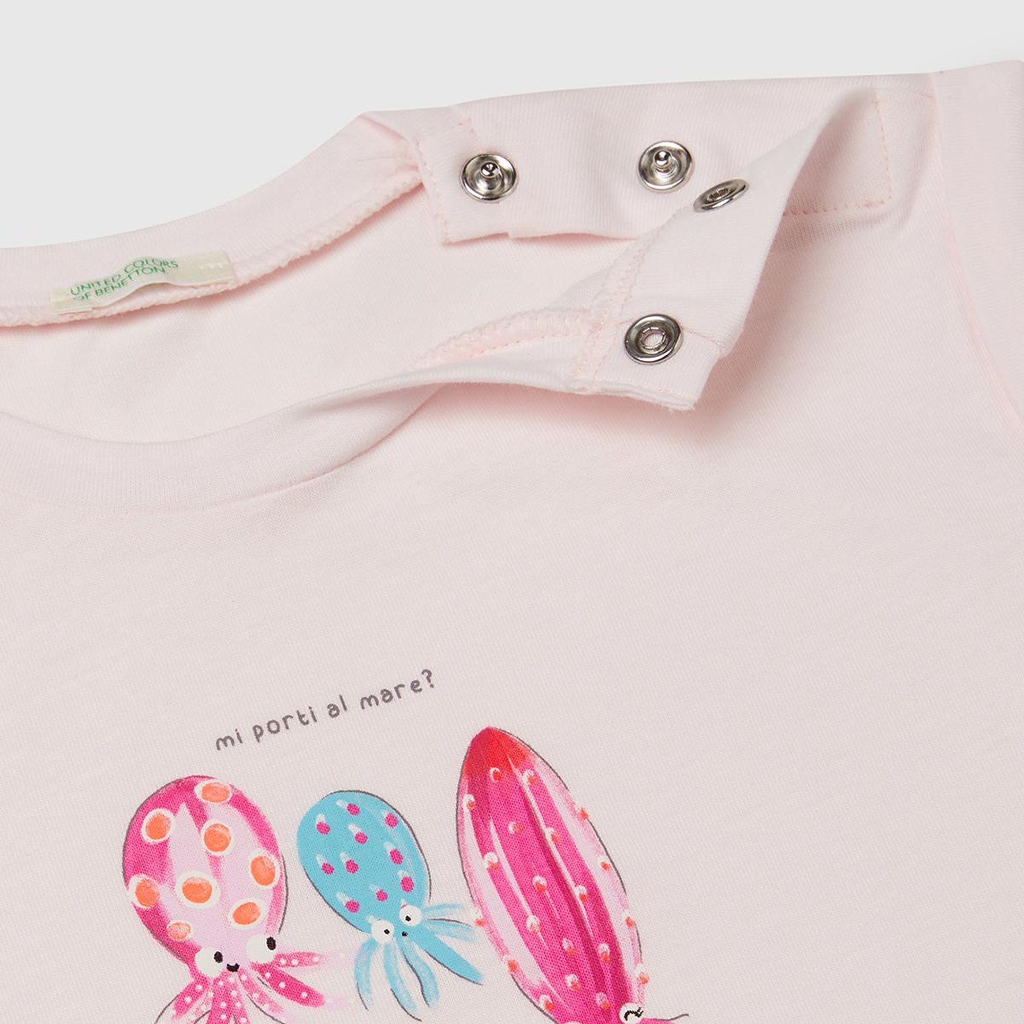 Bebek Toz Pembe Önü Baskılı Manşetli T-Shirt