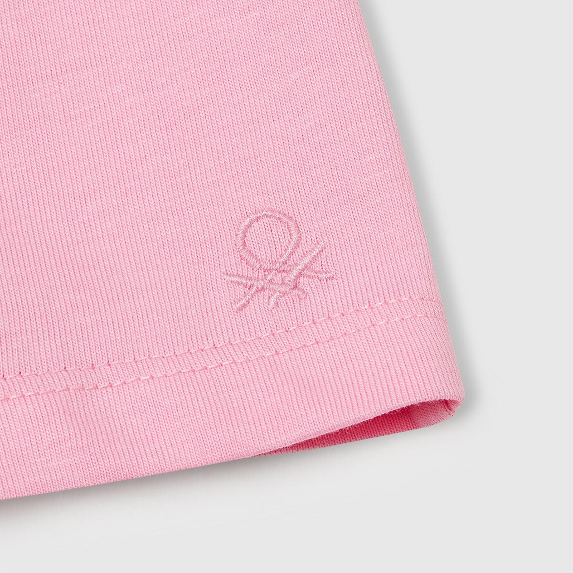 Kız Çocuk Pembe Logo İşlemeli Beli İpli Şort