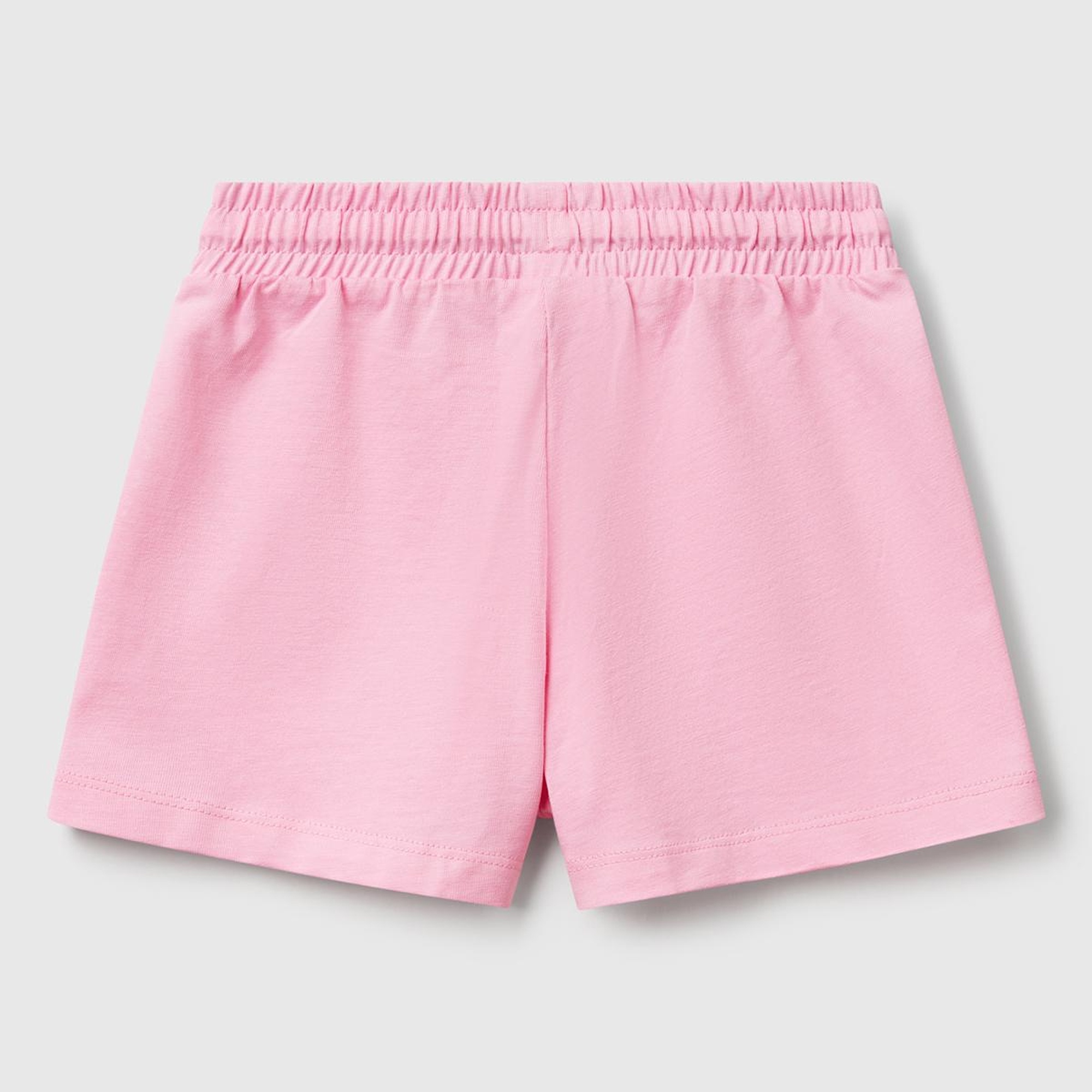 Kız Çocuk Pembe Logo İşlemeli Beli İpli Şort