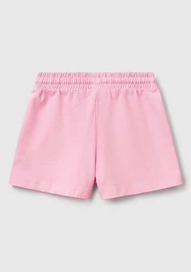  Kız Çocuk Pembe Logo İşlemeli Beli İpli Şort