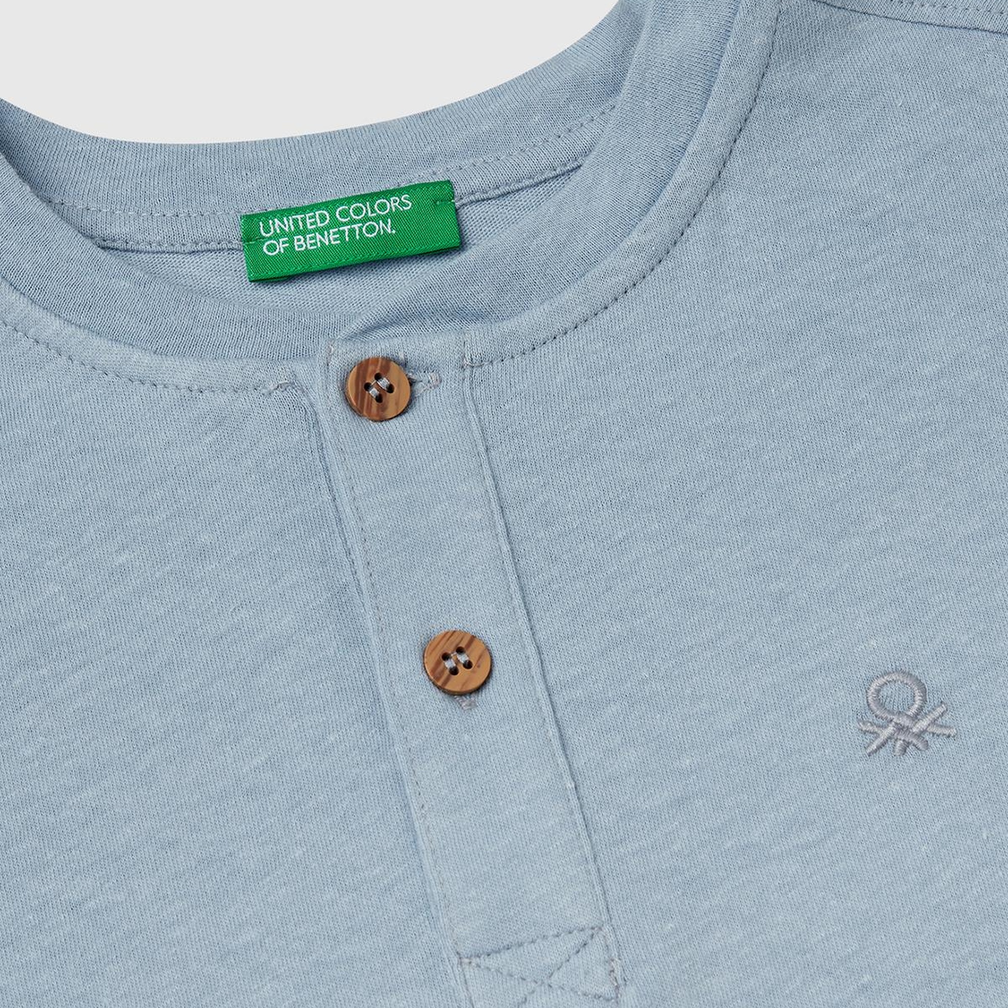 Erkek Çocuk Mavi Logo İşlemeli Hakim Yaka T-Shirt