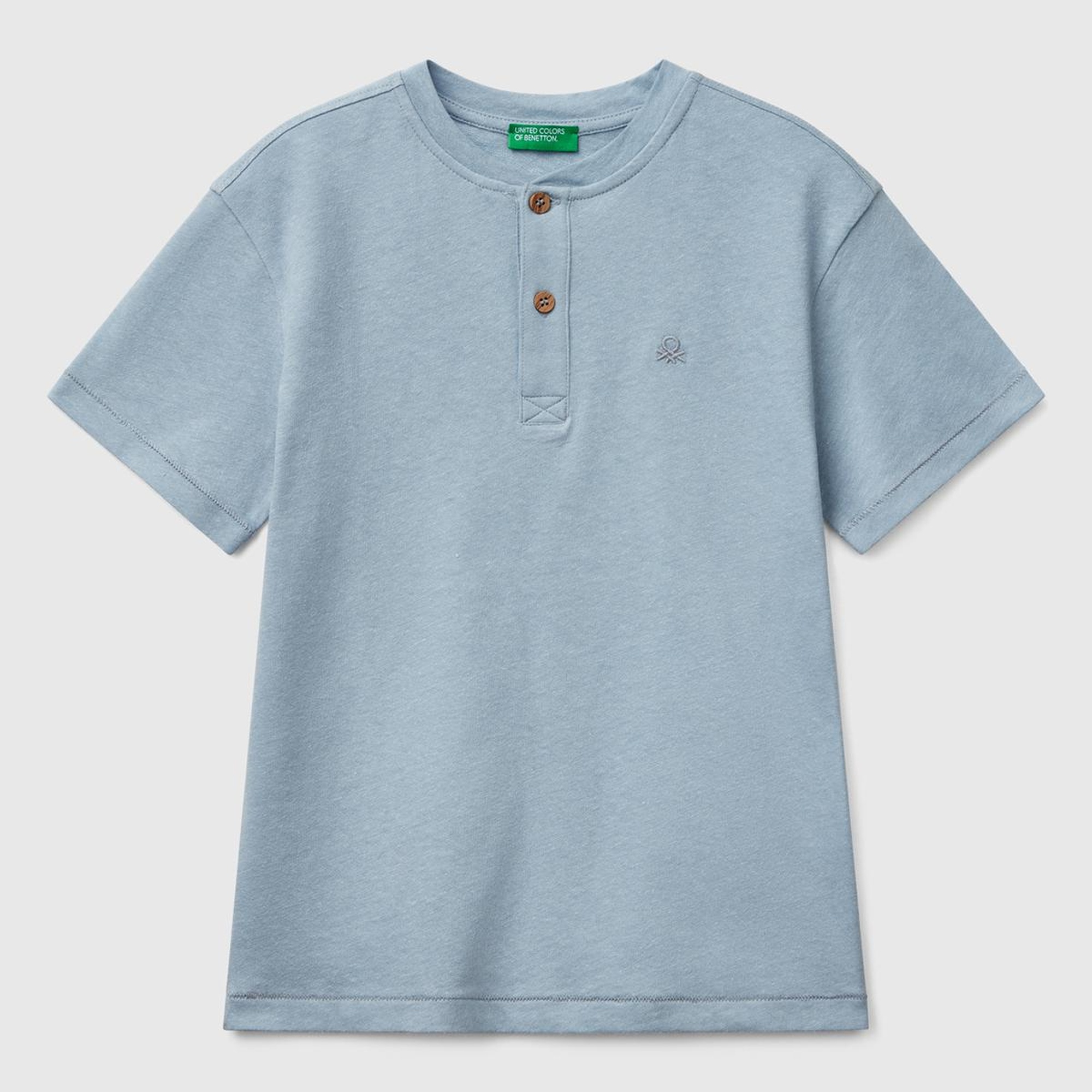 Erkek Çocuk Mavi Logo İşlemeli Hakim Yaka T-Shirt