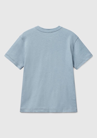  Erkek Çocuk Mavi Logo İşlemeli Hakim Yaka T-Shirt