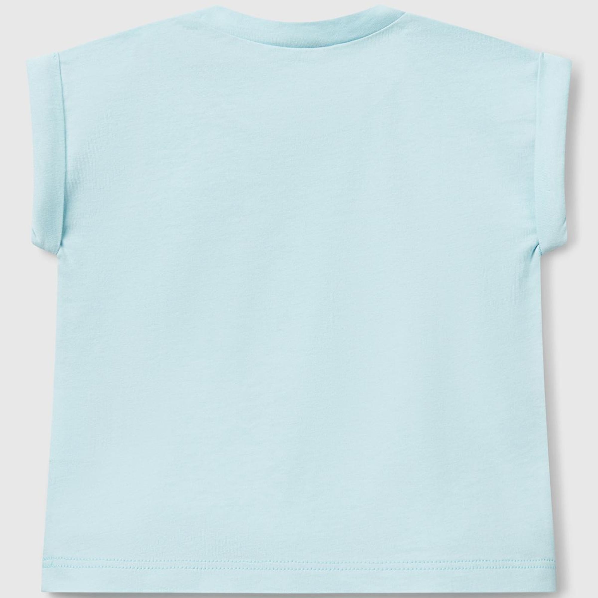 Bebek Turkuaz Önü Baskılı Manşetli T-Shirt