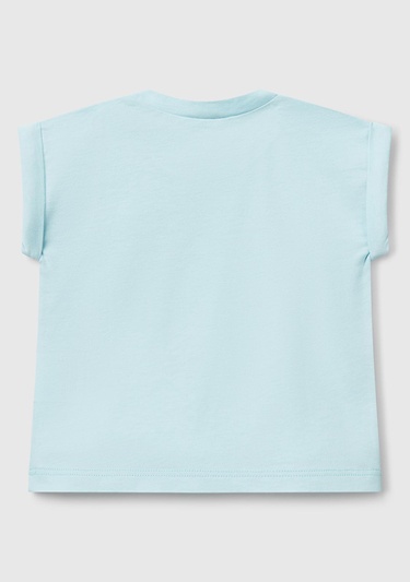  Bebek Turkuaz Önü Baskılı Manşetli T-Shirt