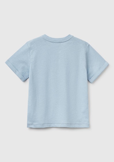  Erkek Çocuk Mavi Önü Cep Detaylı Hakim Yaka T-Shirt