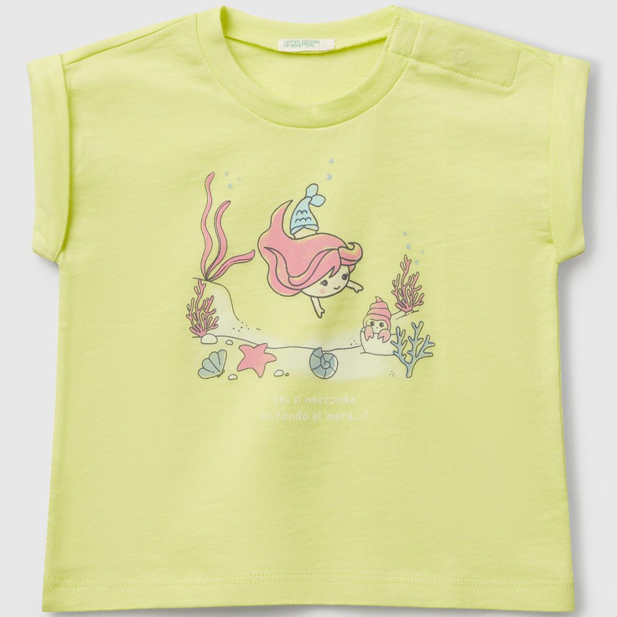 Bebek Sarı Önü Baskılı Manşetli T-Shirt