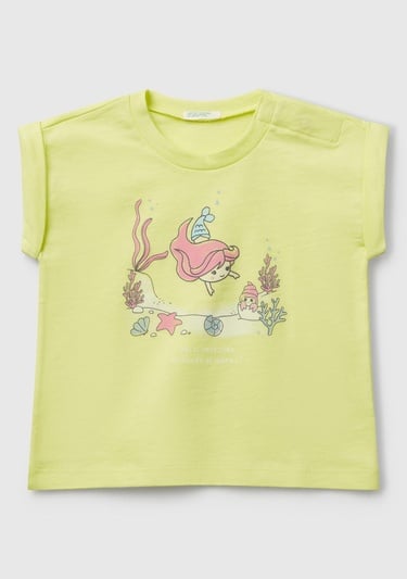  Bebek Sarı Önü Baskılı Manşetli T-Shirt