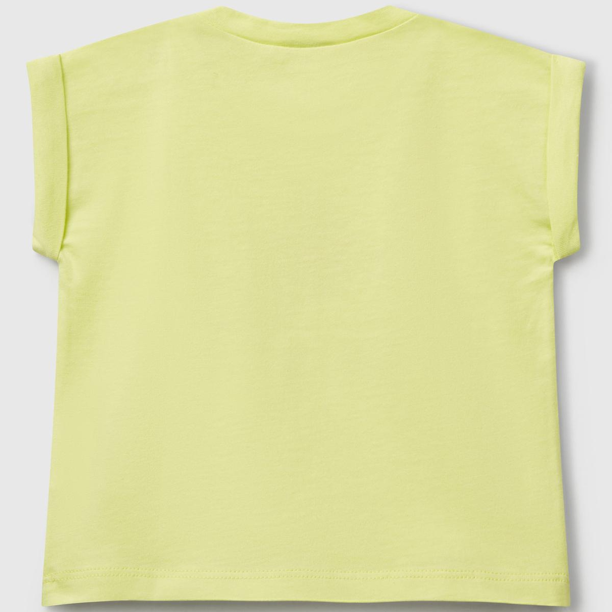 Bebek Sarı Önü Baskılı Manşetli T-Shirt