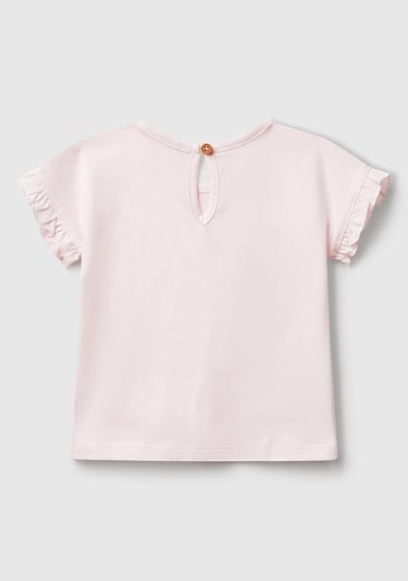  Bebek Toz Pembe Kolu Fırfırlı Logo Etiketli T-Shirt