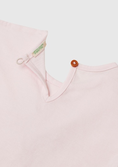  Bebek Toz Pembe Kolu Fırfırlı Logo Etiketli T-Shirt