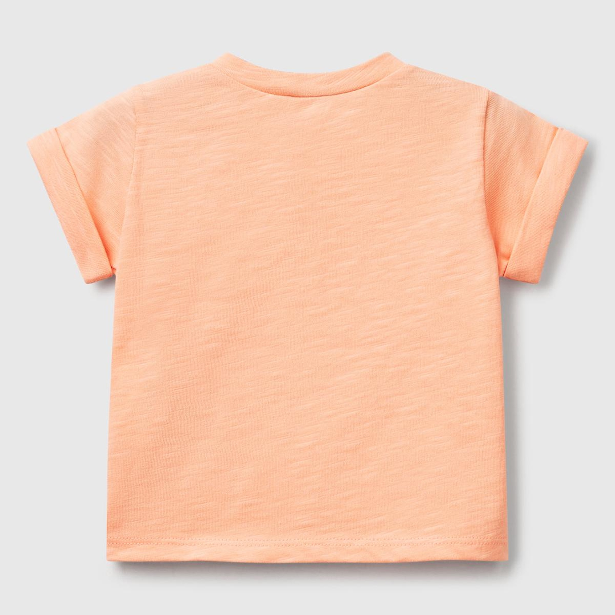 Bebek Yavruağzı Önü Baskılı Omzu Çıtçıtlı Manşet Detaylı T-Shirt