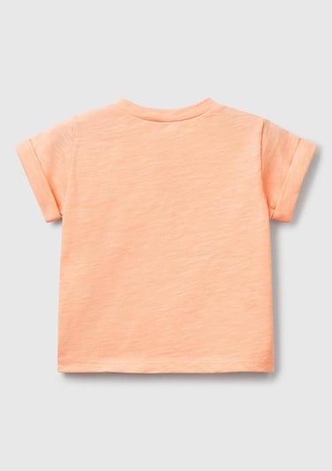  Bebek Yavruağzı Önü Baskılı Omzu Çıtçıtlı Manşet Detaylı T-Shirt