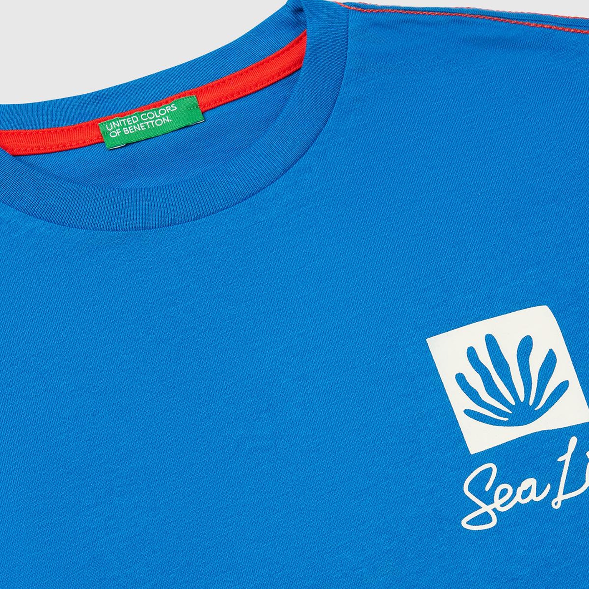 Erkek Çocuk Saks Mavi Slogan Baskılı Oversize T-Shirt