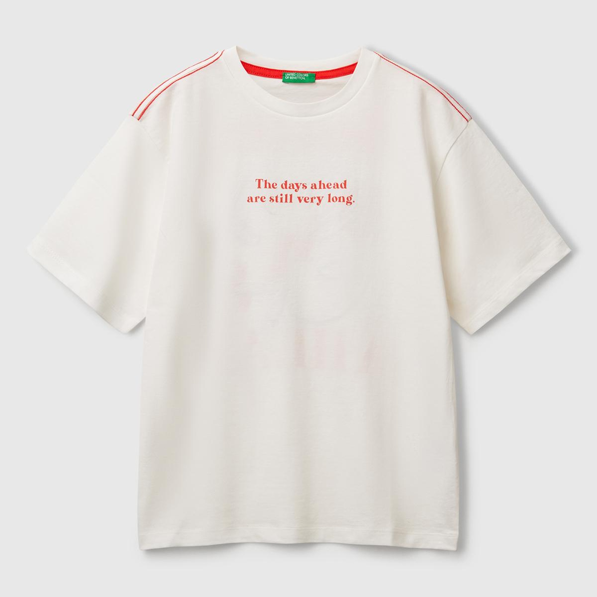 Erkek Çocuk Beyaz Slogan Baskılı Oversize T-Shirt