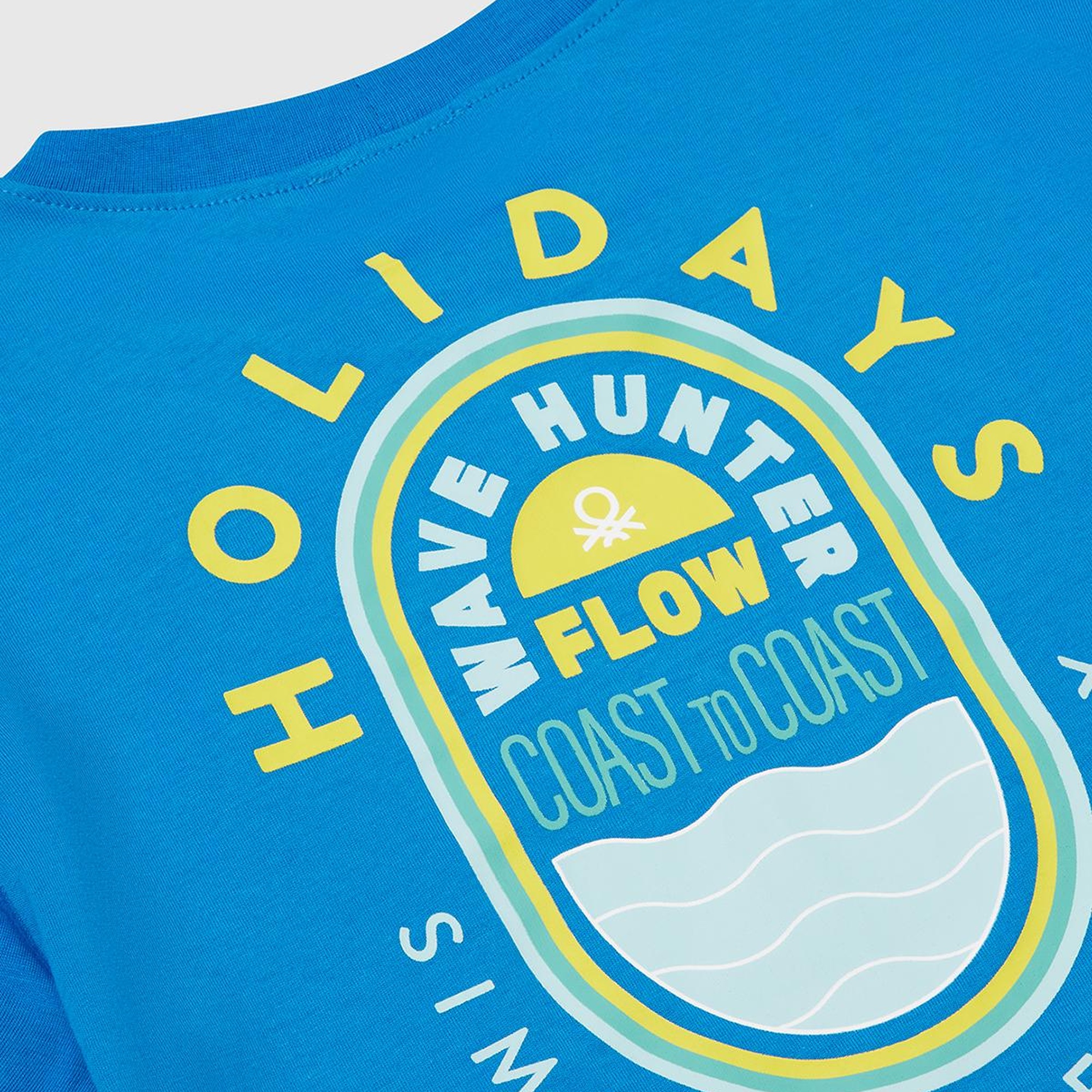 Erkek Çocuk Saks Mavi Slogan Baskılı T-Shirt