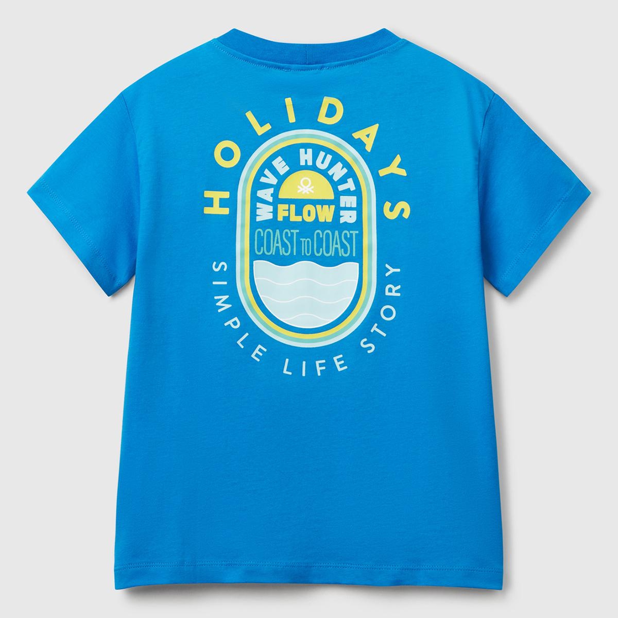 Erkek Çocuk Saks Mavi Slogan Baskılı T-Shirt