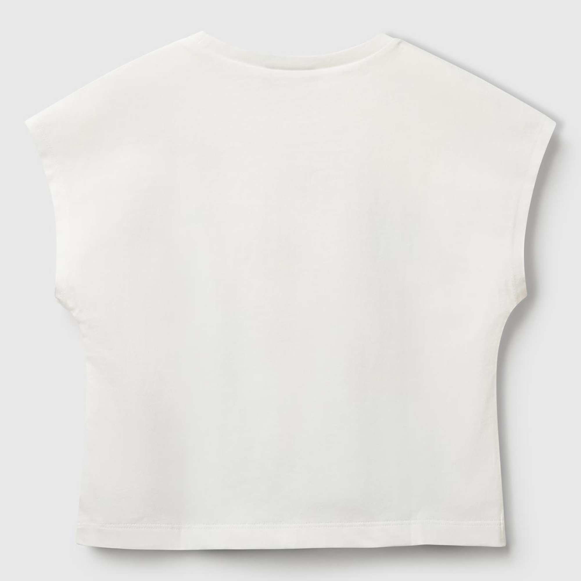 Kız Çocuk Beyaz Kroşe Detaylı Kimono Kollu T-Shirt