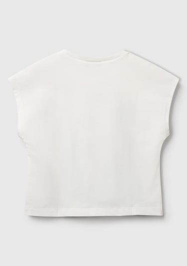  Kız Çocuk Beyaz Kroşe Detaylı Kimono Kollu T-Shirt