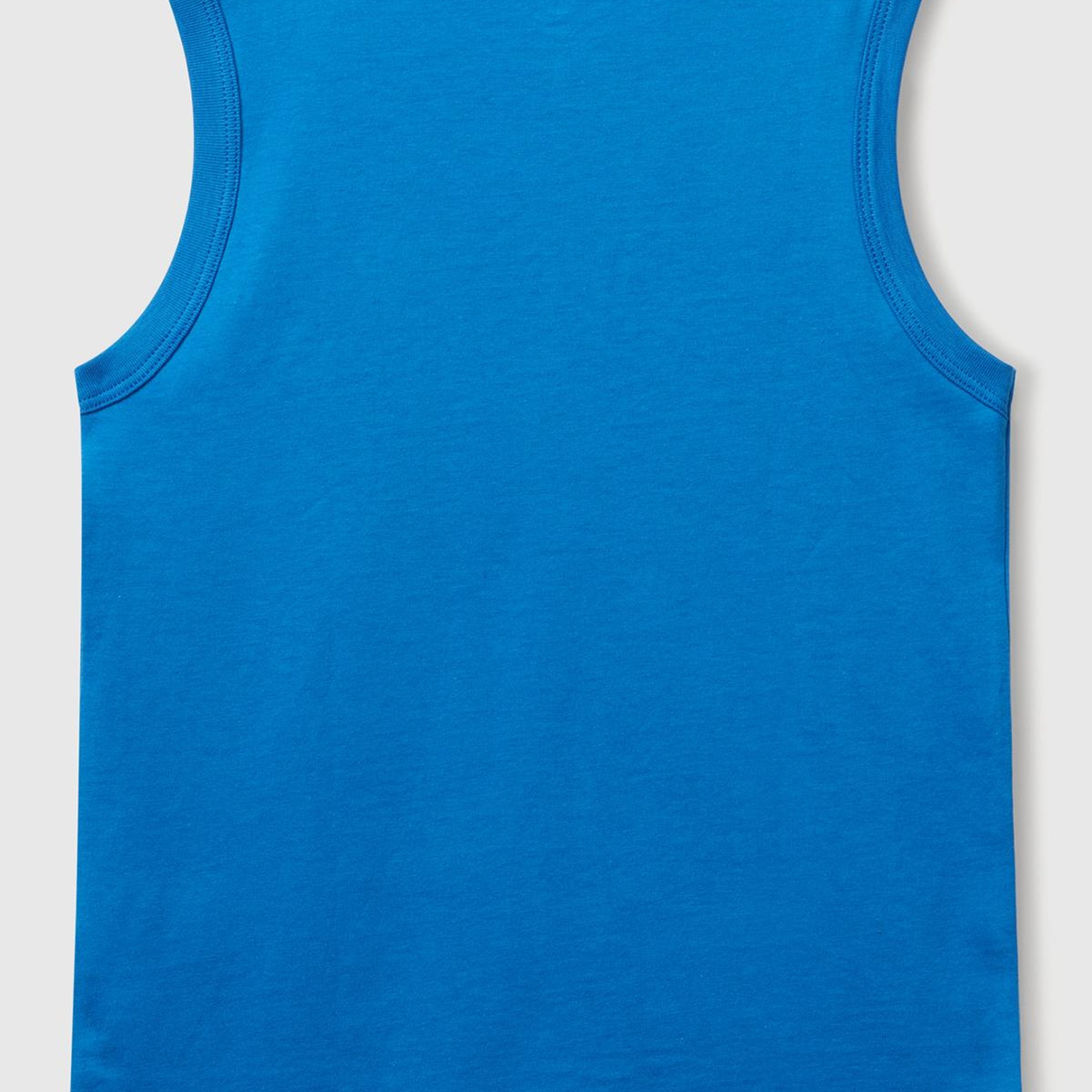 Erkek Çocuk Saks Mavi Benetton Logo Baskılı Atlet