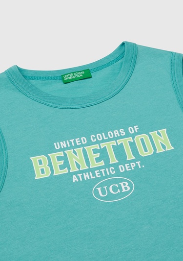  Erkek Çocuk Mint Yeşili Benetton Logo Baskılı Atlet
